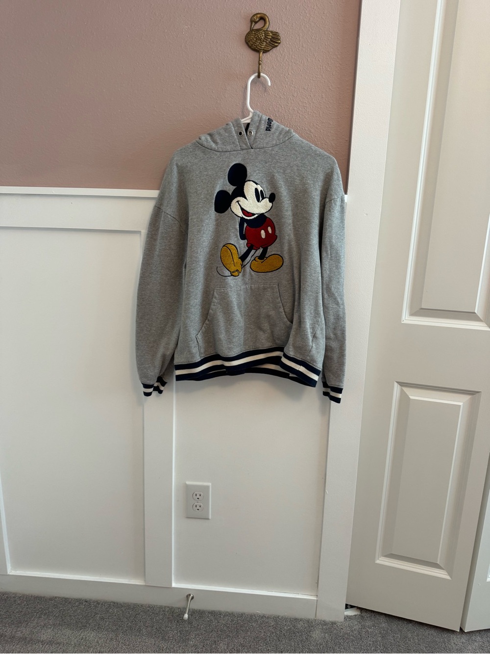 Disney Parks Original Mickey Mouse Chenille Patch Varsity Hoodie